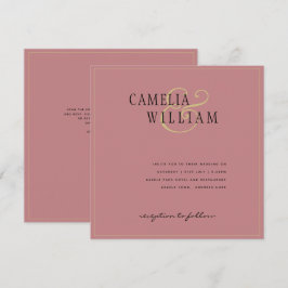Convite de Casamento Moderno Rosa Poeirento