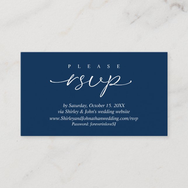 Convite de Casamento Moderno RSVP, via Site (Frente)