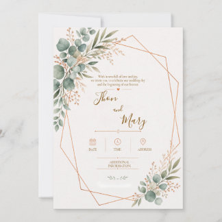Convite de Casamento Moderno Rustico Floral