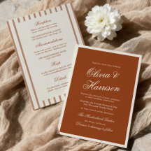 Convite de Casamento Moderno Terracota Rústico Chi