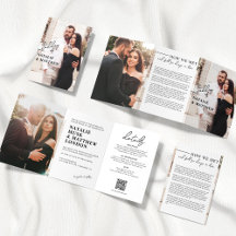 Convite de Casamento Moderno Tri-fold com Foto