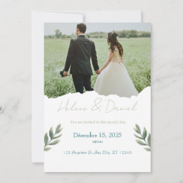 Convite de Casamento Moderno – Verde Cinza