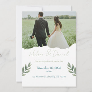 Convite de Casamento Moderno – Verde Cinza