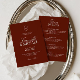 Convite de Casamento Moderno Vermelho Terracota Tu