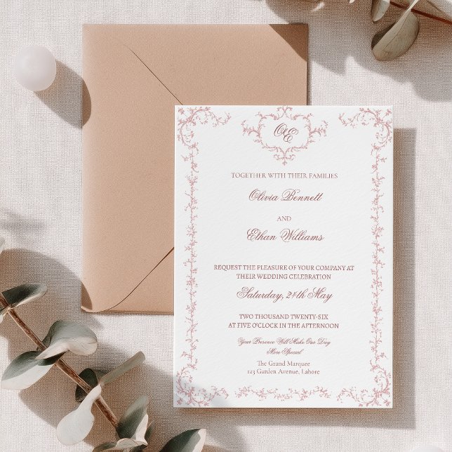 Convite de Casamento Moderno Vitoriano (Criador carregado)