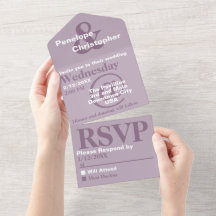 Convite de Casamento Modernos em Tons de Ameixa Em