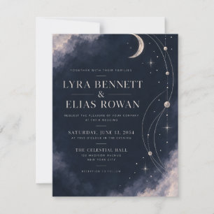 Convite de Casamento Modo Prata ao Luar Celestia