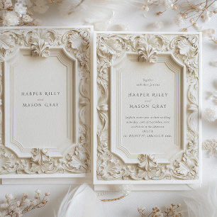 Convite de Casamento Moldura Barroca Elegante