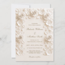 Convite de Casamento Moldura de Rosas Barroco em M