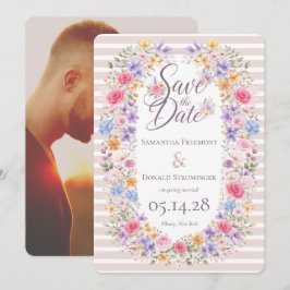 Convite de Casamento Moldura Flor Jardim Aquarela