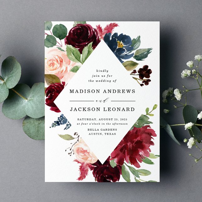Convite de Casamento Moldura Floral Enfeitiçada (Criador carregado)