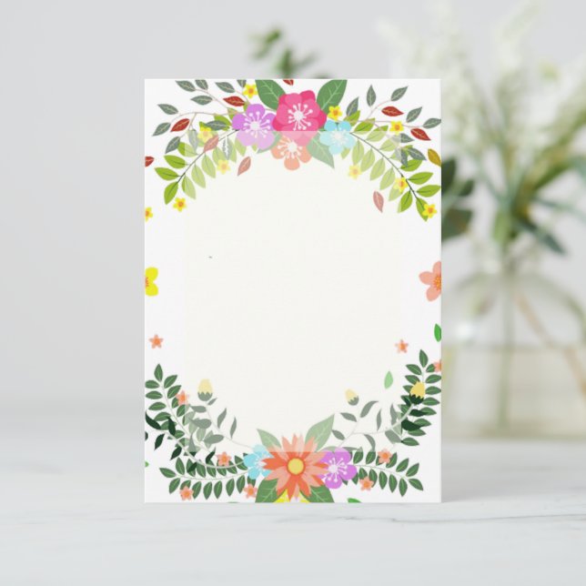 Convite de casamento moldura floral orçamento em b (Em pé/Frente)