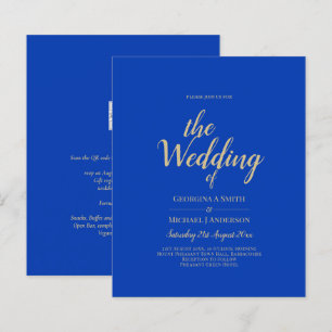 Convite de Casamento Monocromático Azul Real Orçam