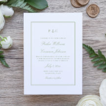 Convite de Casamento Monograma Âncora Verde Sage N