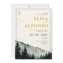 Convite de Casamento Monograma Aquarela Clássica P