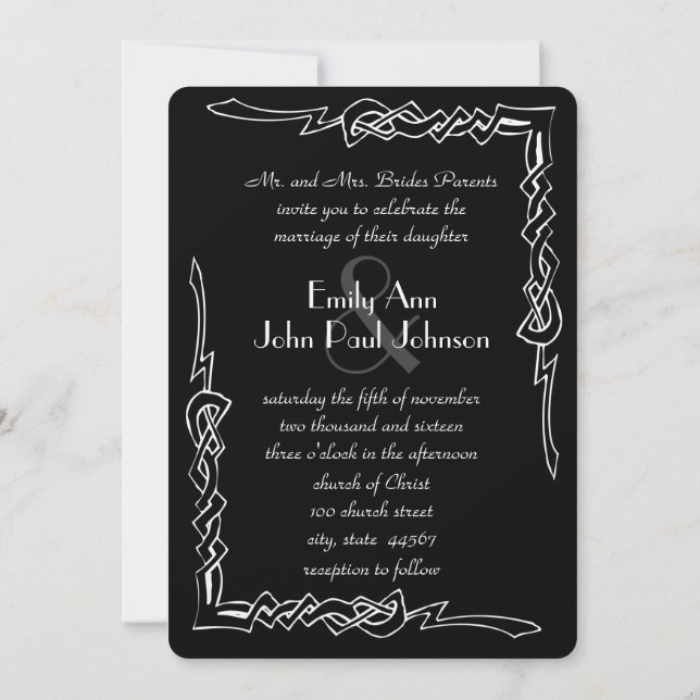 Convite de Casamento Monograma Art Déco (Verso)
