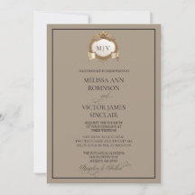 Convite de Casamento Monograma Crest