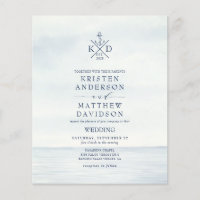 Convite de casamento Monograma de Âncora Náutica O