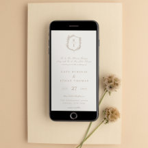 Convite de Casamento Monograma de Crest Botânico