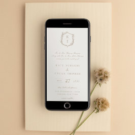 Convite de Casamento Monograma de Crest Botânico