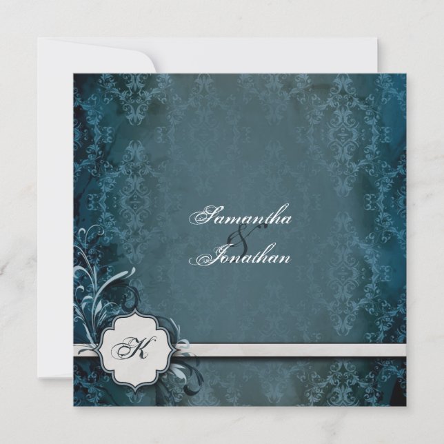 Convite De Casamento Monograma De Vintagem Elegant (Frente)