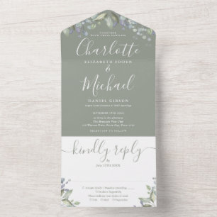 Convite de Casamento Monograma em Rótulo Floral Ve