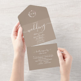 Convite de Casamento Monograma Grullo Tudo em Um