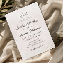 Convite de Casamento Monograma Marfim Texturizado