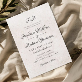 Convite de Casamento Monograma Marfim Texturizado