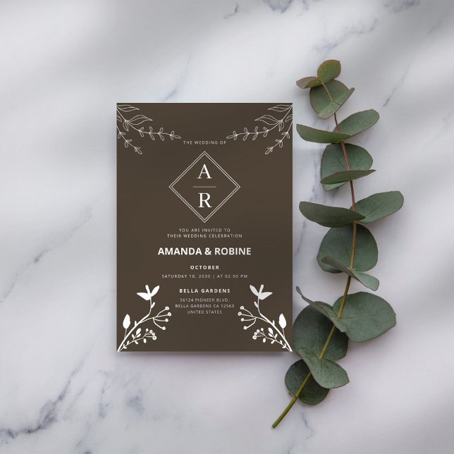 Convite de Casamento Monograma Minimalista (Criador carregado)