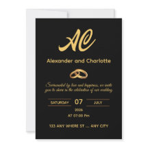 Convite de Casamento Monograma Ouro Preto