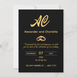 Convite de Casamento Monograma Ouro Preto
