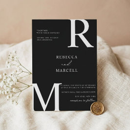 Convite de Casamento Monograma Preto e Branco Mode