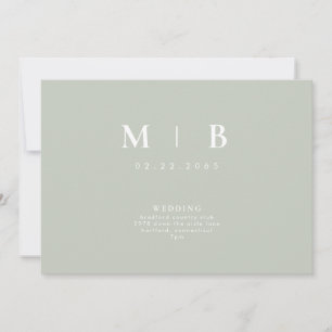Convite de Casamento Monograma Sage Elegante e Sim