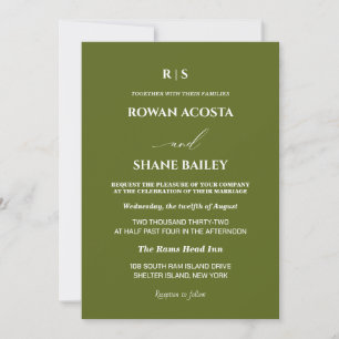 Convite de Casamento Monograma Verde Sálvia