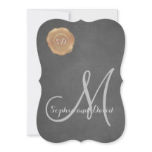 Convite de casamento Monograma Vintage Chalk Old W