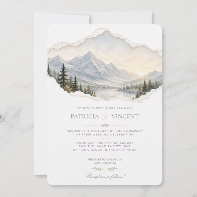 Convite de Casamento Montanhas (Frente)
