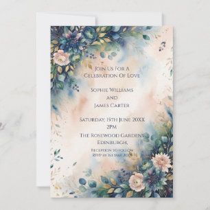 Convite de Casamento Moody Blue Garden