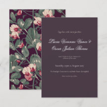 Convite de Casamento Moody Botanical & Deep Plum