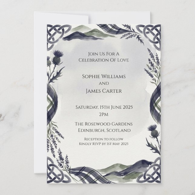 Convite de Casamento Moody Thistle (Frente)
