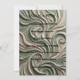 Convite de Casamento Mosaico Abstrato em Verde Sal