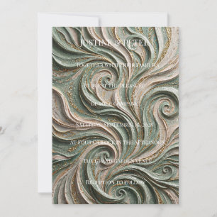 Convite de Casamento Mosaico Abstrato em Verde Sál