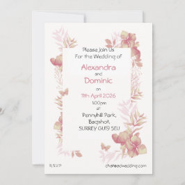 Convite de Casamento - motivo floral borboleta ros