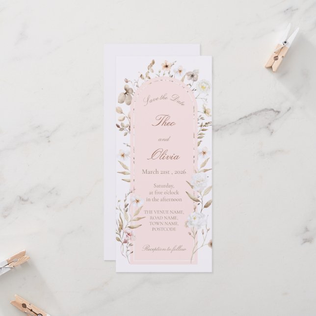 Convite de Casamento Móvel Floral Blush (Frente/Verso In Situ)