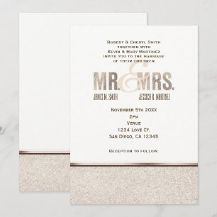 Convite de Casamento Mr. & Mrs. Champange Sparkle