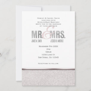 Convite de Casamento Mr. & Mrs. Glamour Sparkle Ch