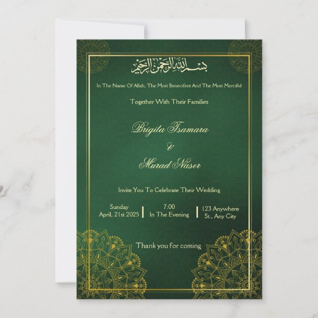 Convite de casamento muçulmano (Frente)