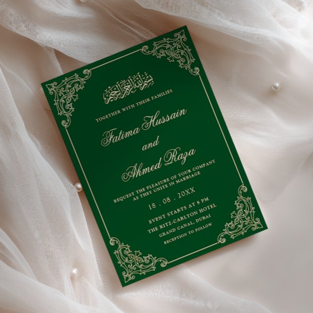 Convite de Casamento Muçulmano Antigo Rococó Esmer (Criador carregado)