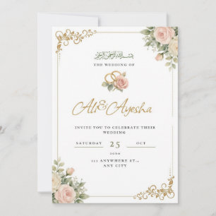 Convite de Casamento Muçulmano Bismillah Floral El