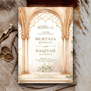 Convite de casamento muçulmano com arco de treliça